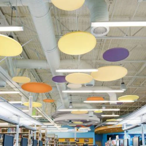Control reverberation in lecture halls and open learning spaces.