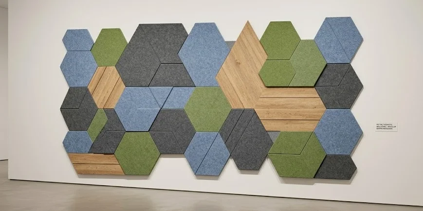 PET acoustic wall panels installed in a modern classroom to reduce noise, improve speech intelligibility, and enhance learning environments.