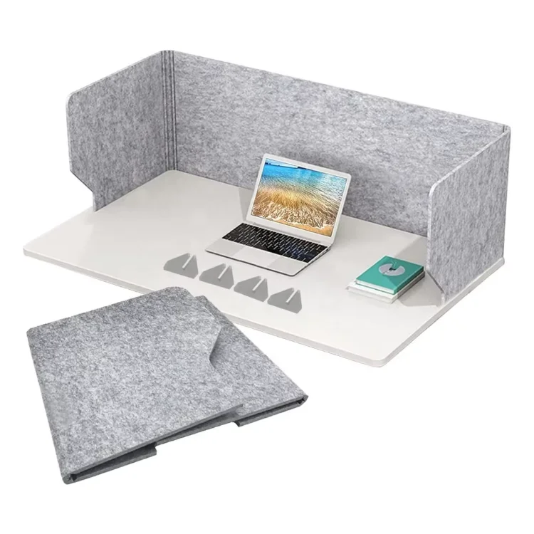 Freestanding PET desk divider in modern office